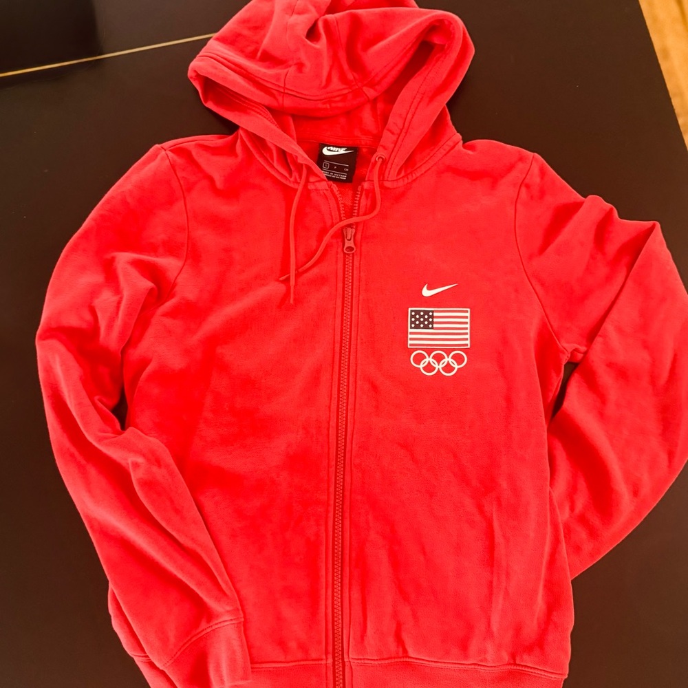 Nike Red Hoodie with Olympic Flag
